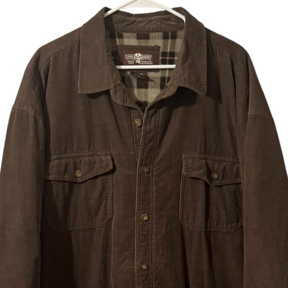 Levi Strauss Corduroy Plaid Fleece lined shirt jacket shacket button down XXL - Picture 2 of 11